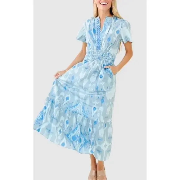 blue jean zip up dress Pomegranate | Ikat Azul Strappy Sleeveless DressL